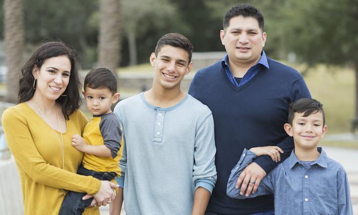 hispanic family with three sons