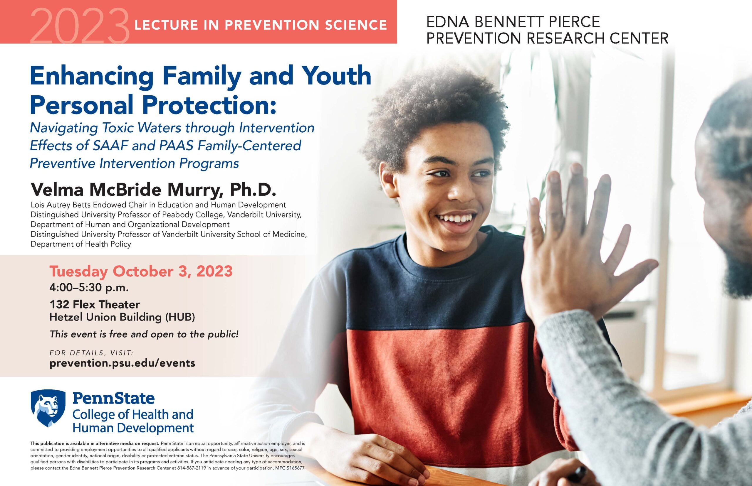 promotional poster for the 2023 Bennett Lecture featuring Velma McBride Murry, Ph.D.