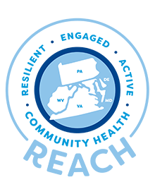 REACH Logo, Resilient, Engaged, Active Community Health