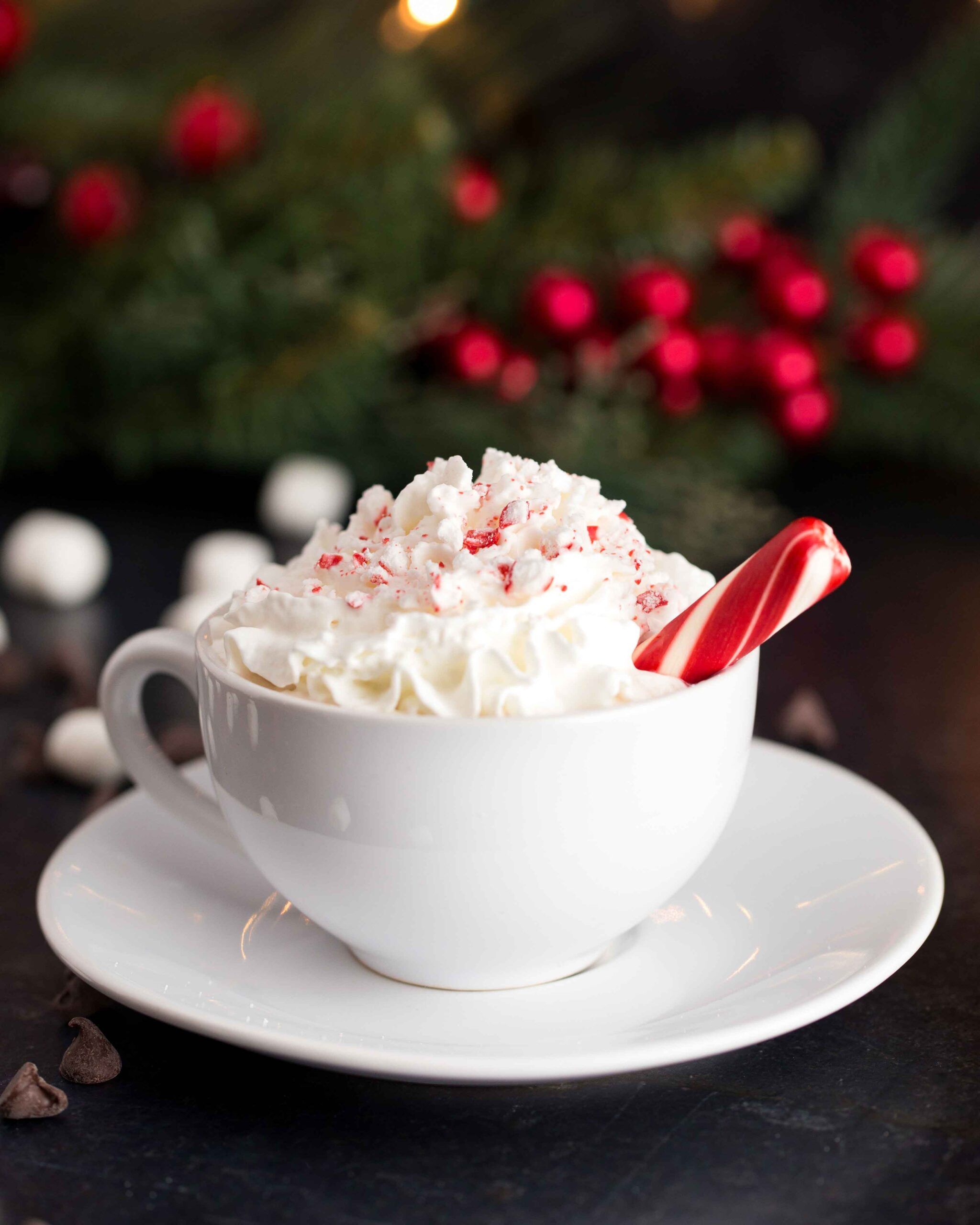 peppermint mocha in a white mug