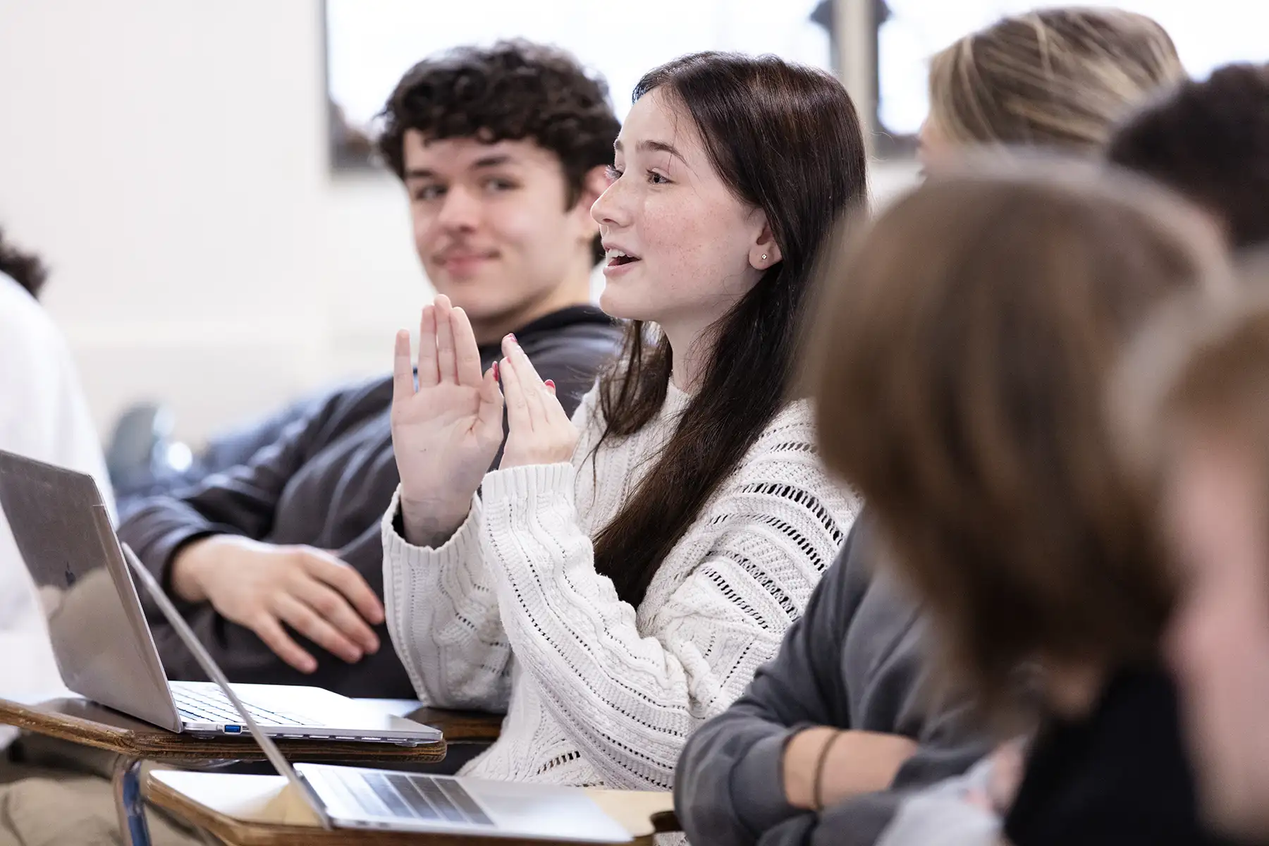 Students in a classroom with laptops